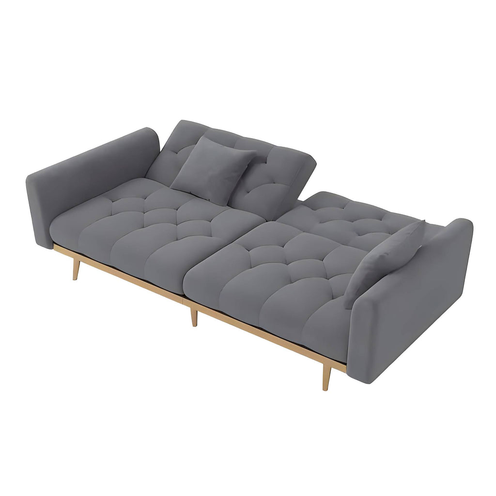 Valmere Convertible Velvet Lounge Sofa – 3-Position Adjustable Backrest
