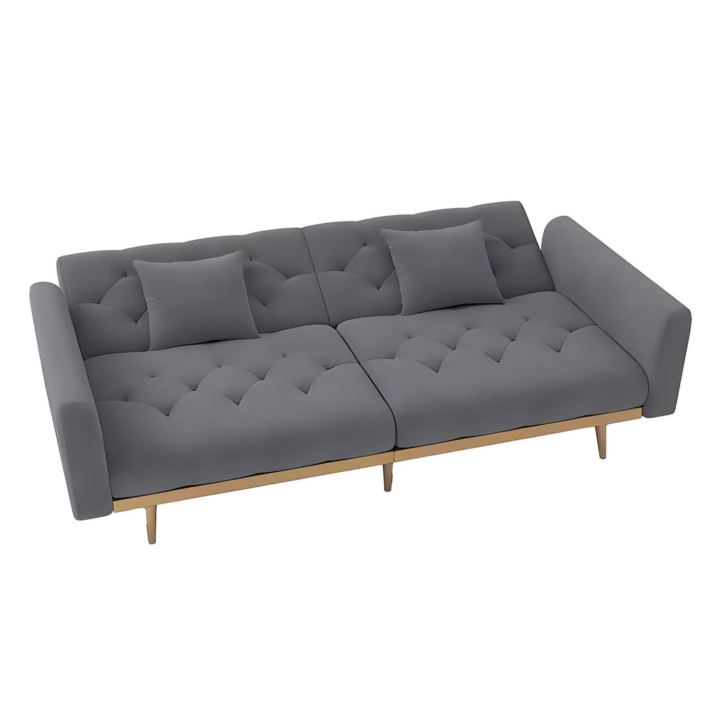 Valmere Convertible Velvet Lounge Sofa – 3-Position Adjustable Backrest