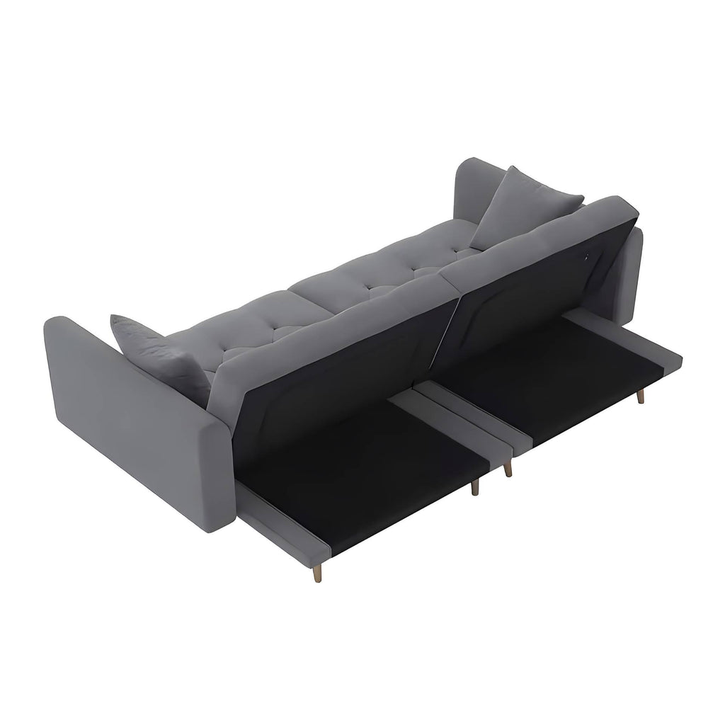 Valmere Convertible Velvet Lounge Sofa – 3-Position Adjustable Backrest